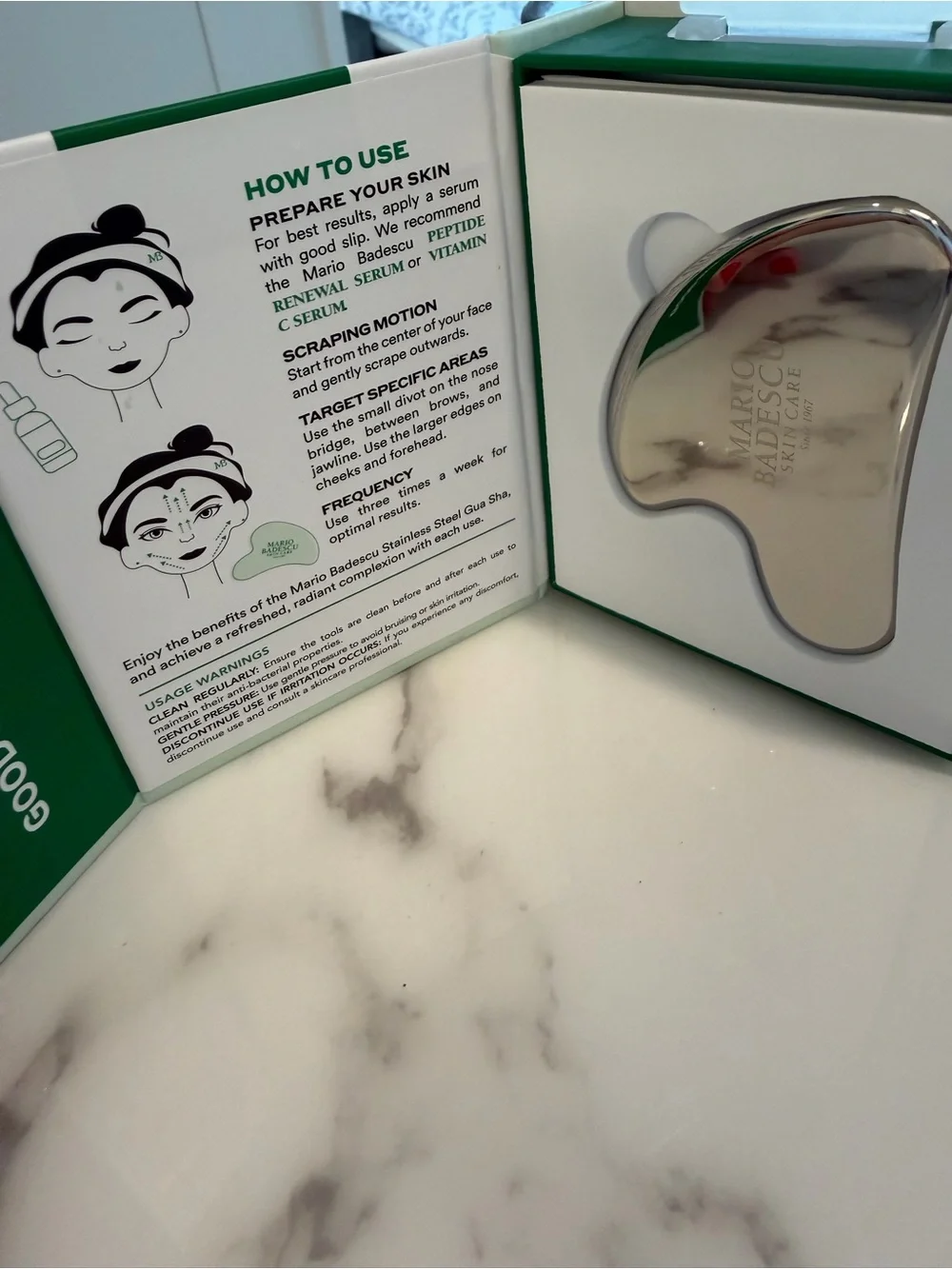 Mario Badescu Silver Stainless Steel Gua Sha - new in box